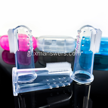 Set de cepillos de dentes de silicona para nenos con diferentes cores